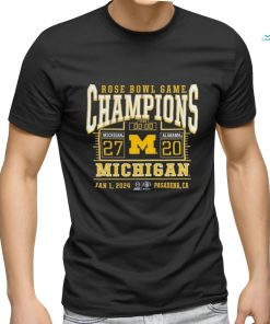 Official branded College Football Playoff 2024 Michigan Wolverines Rose Bowl Champions Score T Shirt