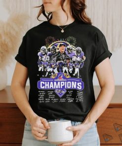Official firework Baltimore Ravens Team 2024 AFC Champions Signatures Shirt