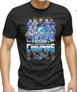 Official firework Detroit Lions Team 2024 NFC Championship Game Champions Signatures Shirt