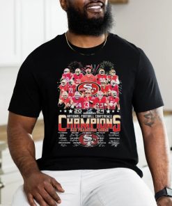 Official firework San Francisco 49ers Team 2024 NFC Champions Signatures Shirt