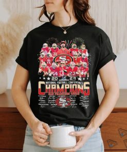 Official firework San Francisco 49ers Team 2024 NFC Champions Signatures Shirt