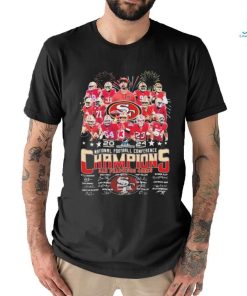 Official firework San Francisco 49ers Team 2024 NFC Champions Signatures Shirt