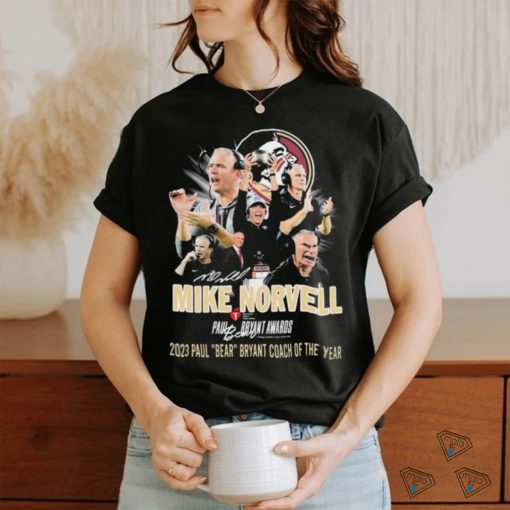 Official florida State Mike Norvell 2023 Paul Bear Bryant Coach Of The Year Signature Shirt