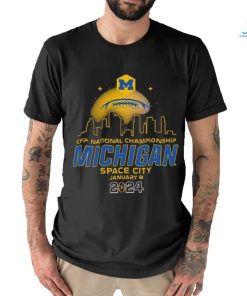 Official football Skyline City Night CFP 2024 National Championship Michigan Space City T Shirt