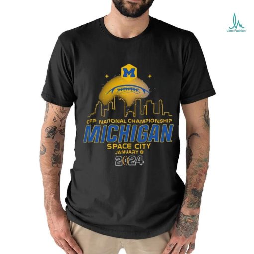 Official football Skyline City Night CFP 2024 National Championship Michigan Space City T Shirt