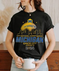 Official football Skyline City Night CFP 2024 National Championship Michigan Space City T Shirt