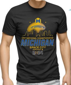 Official football Skyline City Night CFP 2024 National Championship Michigan Space City T Shirt