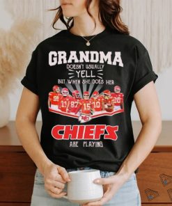 Official grandma Doesn’t Usually Yell But When She Does Her Kansas City Chiefs Are Playing 2023 2024 Signatures Shirt