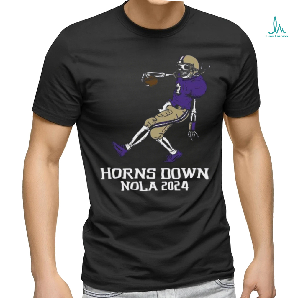 Official horns down wa horns down nola 2024 skeleton shirt Official horns down wa horns down nola 2024 skeleton shirt