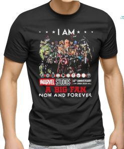 Official i Am Marvel Studios 16th Anniversary 2008 2024 A Big Fan Now And Forever Signatures Shirt