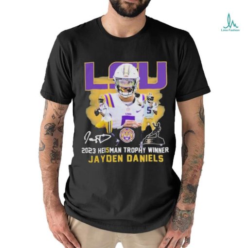 Official lSU Tigers Jayden Daniels 2023 Heisman Trophy Winner Signatures Shirt