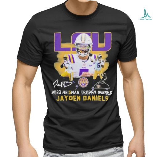 Official lSU Tigers Jayden Daniels 2023 Heisman Trophy Winner Signatures Shirt