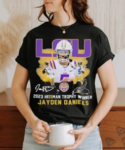 Official lSU Tigers Jayden Daniels 2023 Heisman Trophy Winner Signatures Shirt