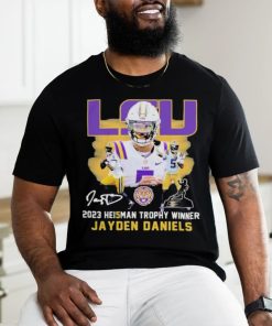 Official lSU Tigers Jayden Daniels 2023 Heisman Trophy Winner Signatures Shirt