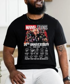 Official marvel Studios 16th Anniversary 2008 2024 Thank You For The Memories Signatures Shirt