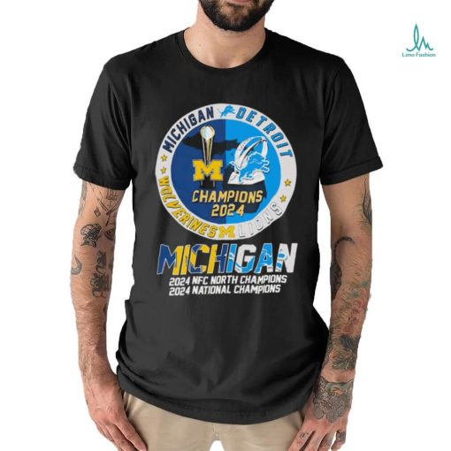 Official michigan 2024 CFP National Champions And Detroit Lions 2023 Nfc North Champions Shirt