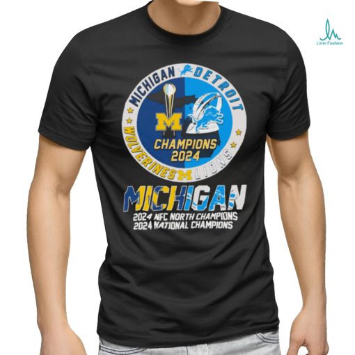 Official michigan 2024 CFP National Champions And Detroit Lions 2023 Nfc North Champions Shirt