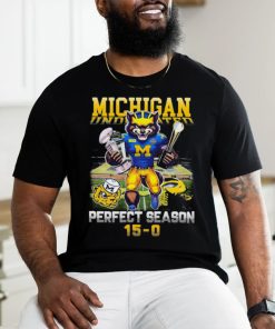 Official michigan Wolverines Mascot Trophy Winners Undefeated Perfect Season 15 0 Shirt