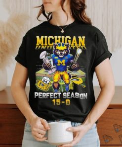 Official michigan Wolverines Mascot Trophy Winners Undefeated Perfect Season 15 0 Shirt