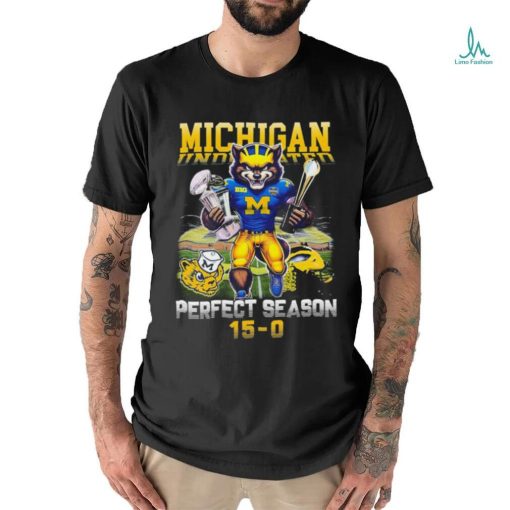 Official michigan Wolverines Mascot Trophy Winners Undefeated Perfect Season 15 0 Shirt