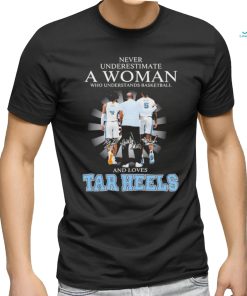Official never Underestimate A Woman Who Understands Basketball And Loves UNC Tar Heels Basketball Davis Bacot And Hubert Davis Signatures Shirt