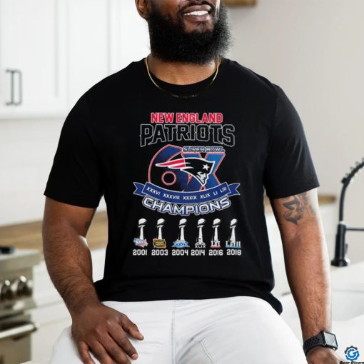 Official new England Patriots 6 Time Super Bowl Champions Logo Shirt