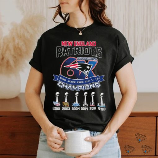 Official new England Patriots 6 Time Super Bowl Champions Logo Shirt