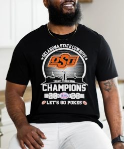Official oklahoma State Cowboys Skyline 2023 Taxact Texas Bowl Champions Let’s Go Pokes T Shirt