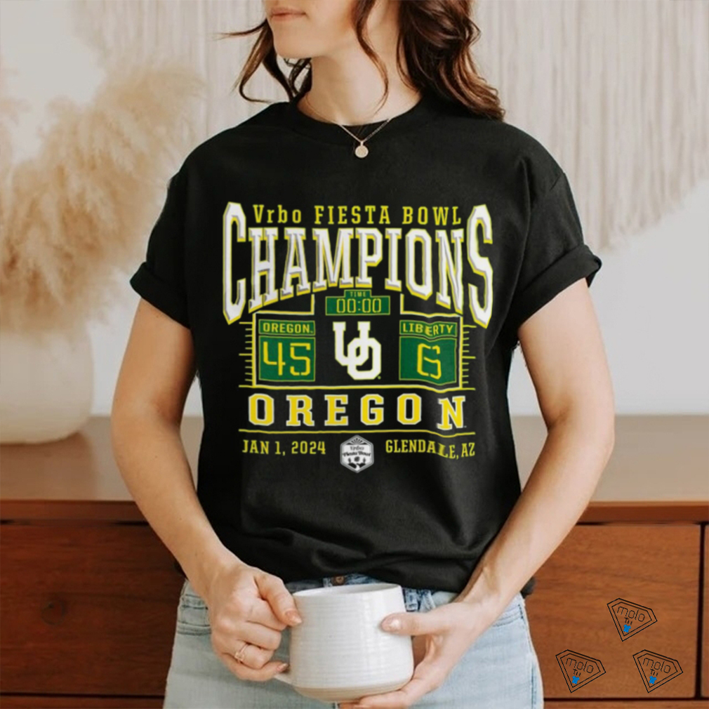 Official oregon Ducks Branded 2024 Fiesta Bowl Champions Score T Shirt Official oregon Ducks Branded 2024 Fiesta Bowl Champions Score T Shirt