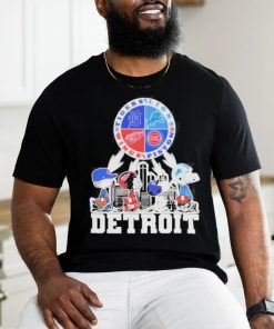 Official peanuts Characters Detroit Sports Teams City Walking Logo T Shirt