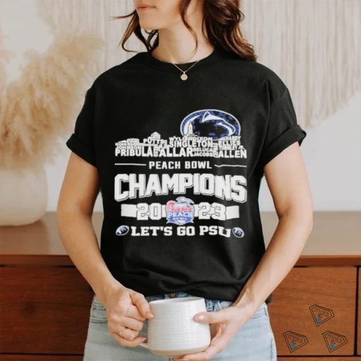 Official penn State Football Skyline Players Name 2023 Peach Bowl Champions Let’s Go PSU T Shirt