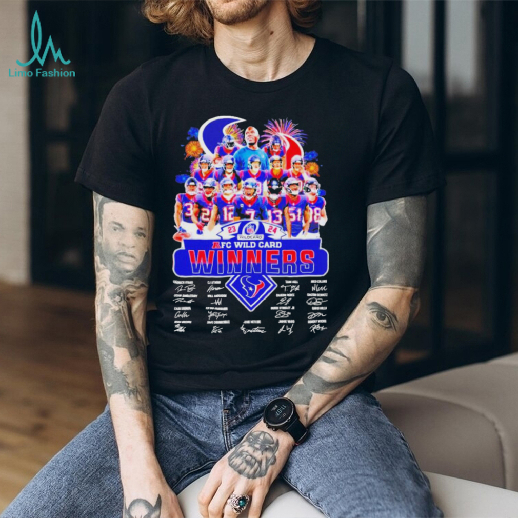 Official texans 2024 AFC Wild Card Winners Signature T Shirt Official texans 2024 AFC Wild Card Winners Signature T Shirt
