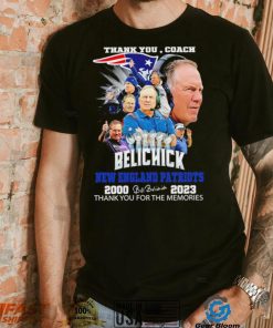 Official thank you coach Bill Belichick New England Patriots 2000 2023 thank you for the memories signature shirt, hoodie, sweater, long sleeve and tank top Official thank you coach Bill Belichick New England Patriots 2000 2023 thank you for the memories signature shirt