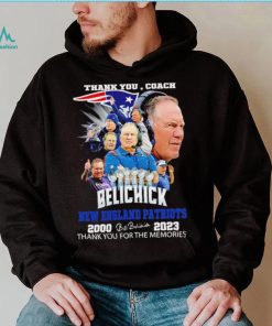 Official thank you coach Bill Belichick New England Patriots 2000 2023 thank you for the memories signature shirt, hoodie, sweater, long sleeve and tank top Official thank you coach Bill Belichick New England Patriots 2000 2023 thank you for the memories signature shirt