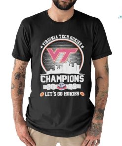 Official virginia Tech Let’s Go Hokies 2023 Military Bowl Champions Skyline T Shirt