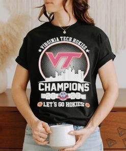 Official virginia Tech Let’s Go Hokies 2023 Military Bowl Champions Skyline T Shirt