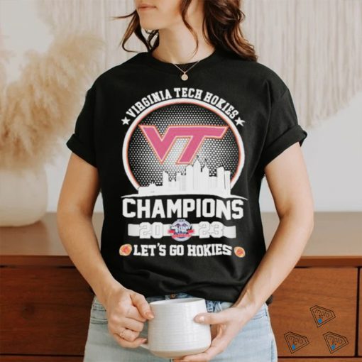 Official virginia Tech Let’s Go Hokies 2023 Military Bowl Champions Skyline T Shirt