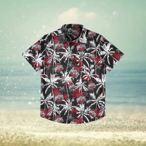 Ohio State Buckeyes Black Floral Hawaiian Shirt