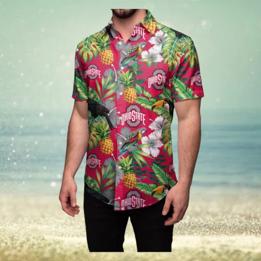 Ohio State Buckeyes Floral Hawaiian Shirt