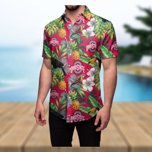 Ohio State Buckeyes Floral Hawaiian Shirt