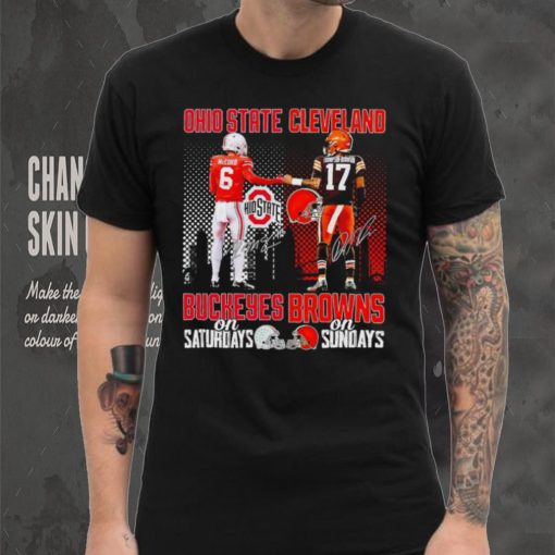 Ohio State Buckeyes On Saturdays Cleveland Browns On Sundays Signatures Sports Shirt
