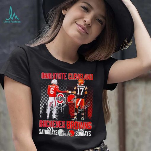 Ohio State Buckeyes On Saturdays Cleveland Browns On Sundays Signatures Sports Shirt