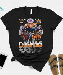 Oklahoma State Cowboys 2023 Texas Bowl Champions signatures shirt