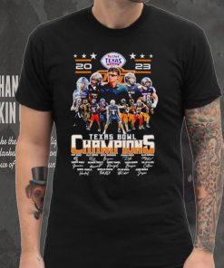 Oklahoma State Cowboys 2023 Texas Bowl Champions signatures shirt
