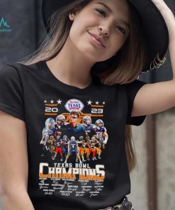 Oklahoma State Cowboys 2023 Texas Bowl Champions signatures shirt