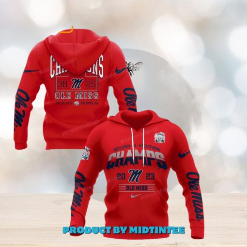 Ole Miss Rebels 2023 Peach Bowl Champions Red Hoodie