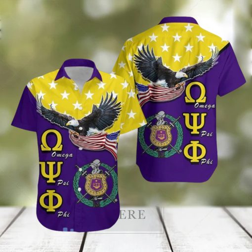 Omega Psi Phi With Eagle Us Flag Hawaiian Shirt For Men And Women