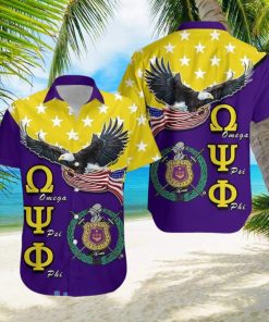 Omega Psi Phi With Eagle Us Flag Hawaiian Shirt For Men And Women