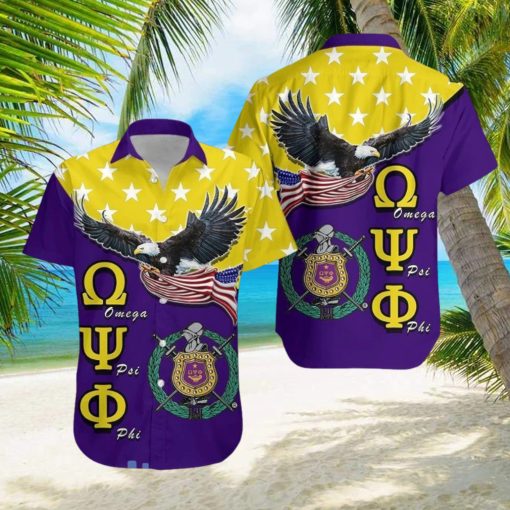 Omega Psi Phi With Eagle Us Flag Hawaiian Shirt For Men And Women