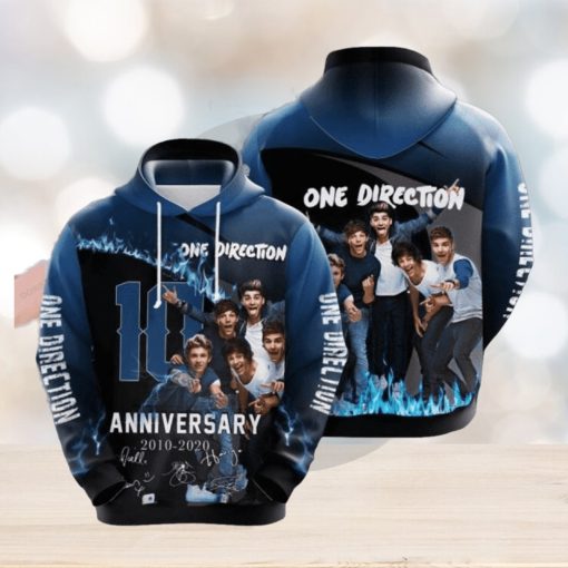 One Direction 10th Anniversary 2010 2020 Signature Design Gift For Fan Custom Ed Awesome 3D Hoodie